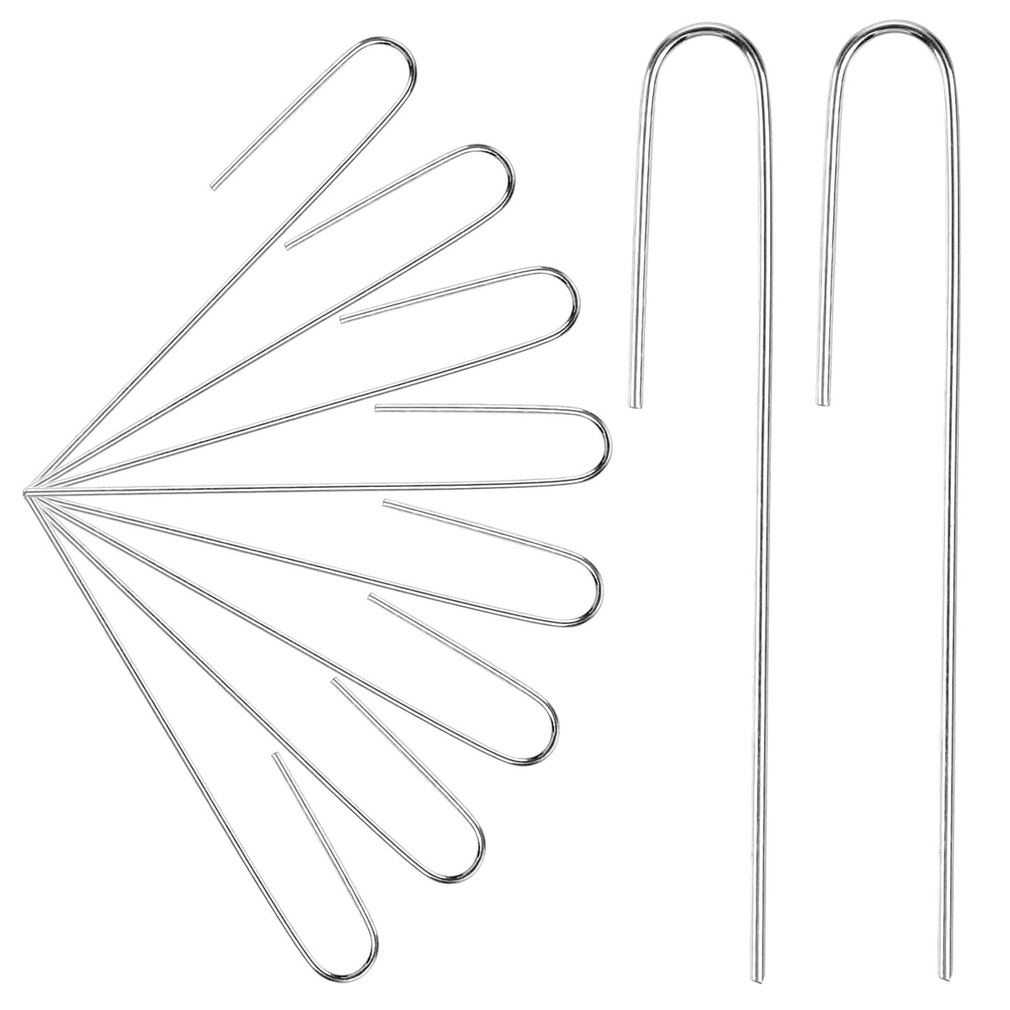 Agolctry 100Pcs Irrigation Drip Tubing Landscape Staples J Shape Garden Stakes 5 Inch Landscaping Staples Lawn Pins for Drip Tubing (Designed to Hold Drip Tubing Up to 1/2"" Diameter), Sliver