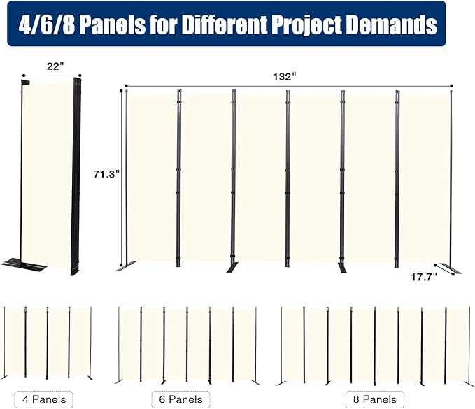 Room Divider 6FT Portable Room Dividers and Folding Privacy Screens, 6 Panel