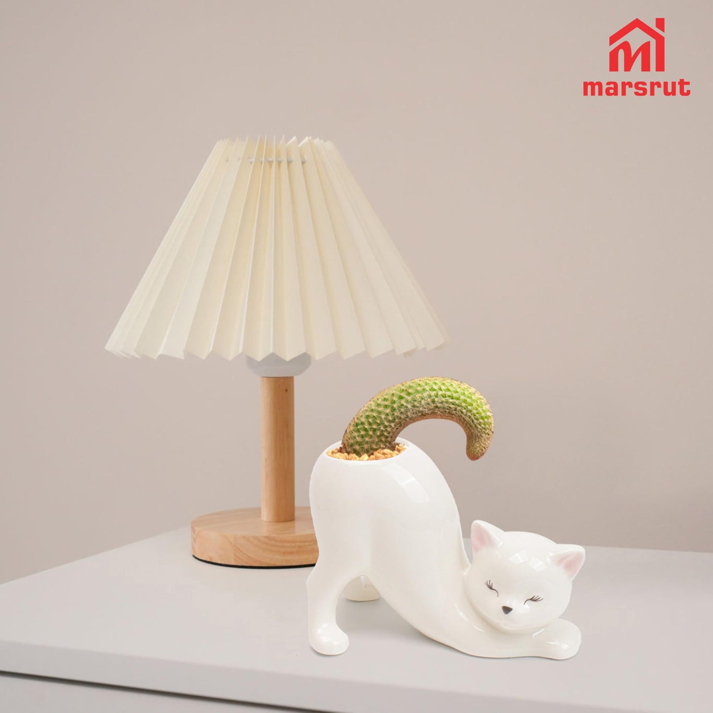 Cute Cat Planter Pot Indoor Flower Vase, Kitty Sloth Plant Holder Butt Shaped, Unique Tailless Succulent Ceramic Animal Display, Ceramic Bonsai Gift, Lovely Office Desk Living Room Home Outdoor Decor