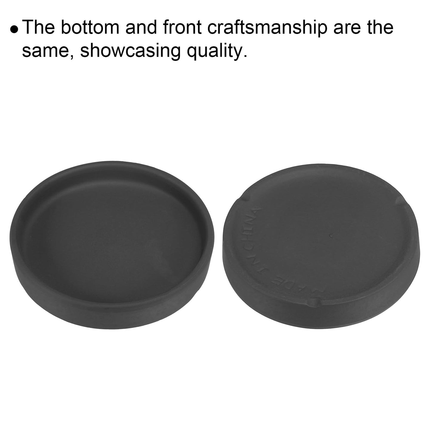 PATIKIL 4.5 Inch Round Ceramic Plant Saucer, 4 Pack Plant Saucer Tray Flower Planter Drip Tray for Indoors Outdoors Patio Balcony, Black