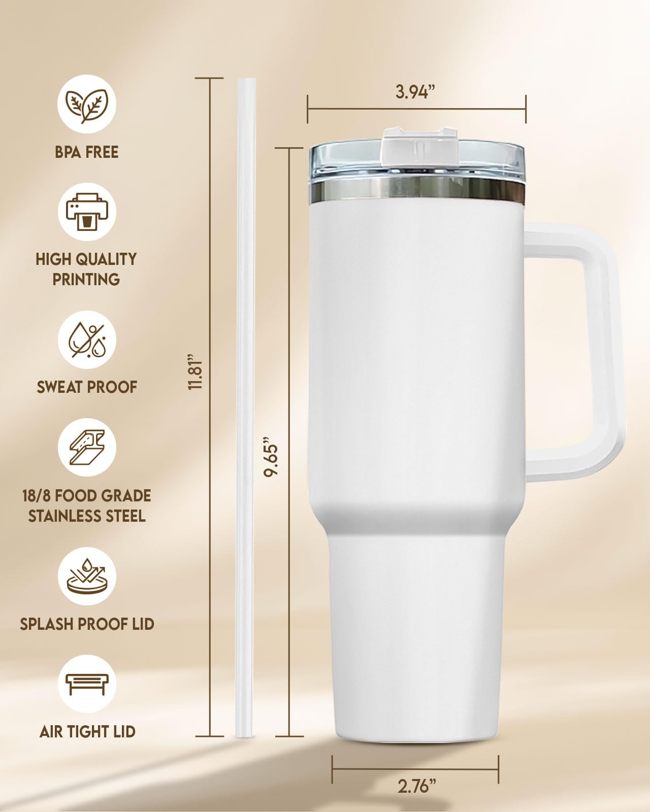 GEPOSTORE 40oz Tumbler with Handle and Straw Insulated Travel Mug