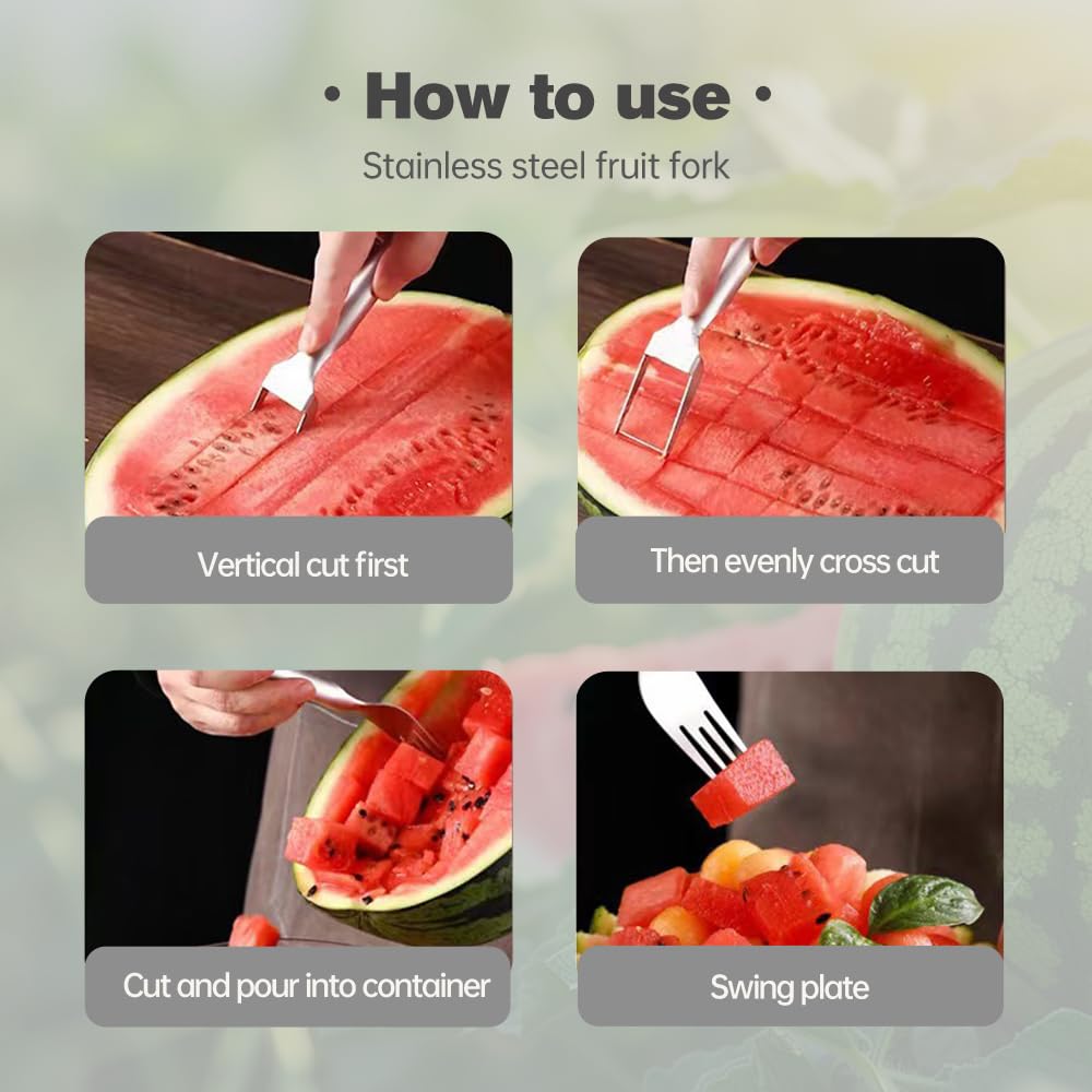 2-in-1 Stainless Steel Fruit Cutter Watermelon Cutter,2026 Watermelon Slicer Watermelon Cutters Melon Cutter Tool, Watermelon Cutting tool Stainless Steel for Kitchen (2pc)