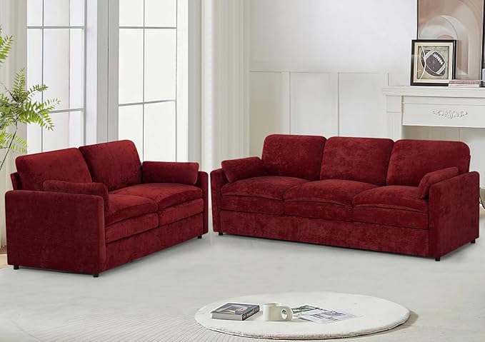 2 Pieces Chenille Sofa Set