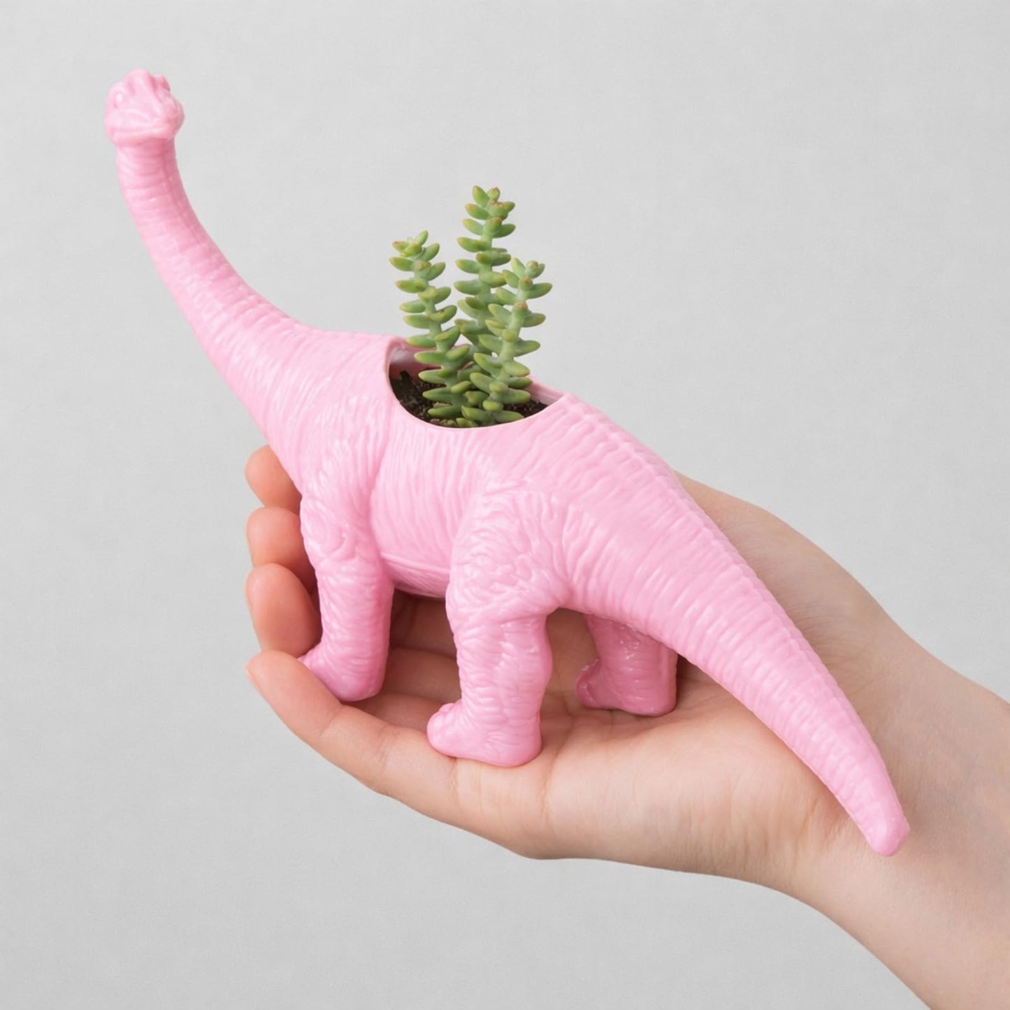 AUNMAS Dinosaur Planter Pot, Small Decorative Flower Pot for Indoor Plants, Cute Desktop Decor for Home Office, Holder (Pink)