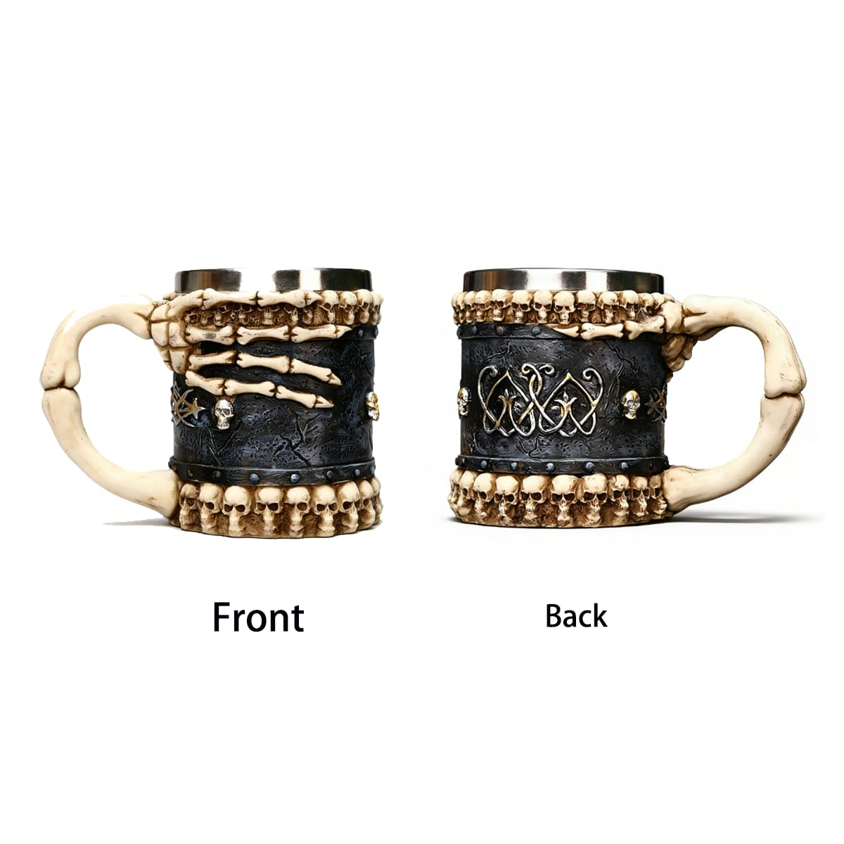 BVSTJIUJI Black Vintage Mug with White Skeleton Hand Design 450ml - Fantasy Style Halloween Party Drinkware for Coffee Tea Hot Beverages