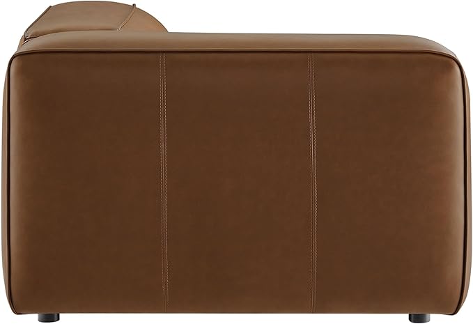 Modway Auren Vegan Leather Left Modular Armchair in Coffee