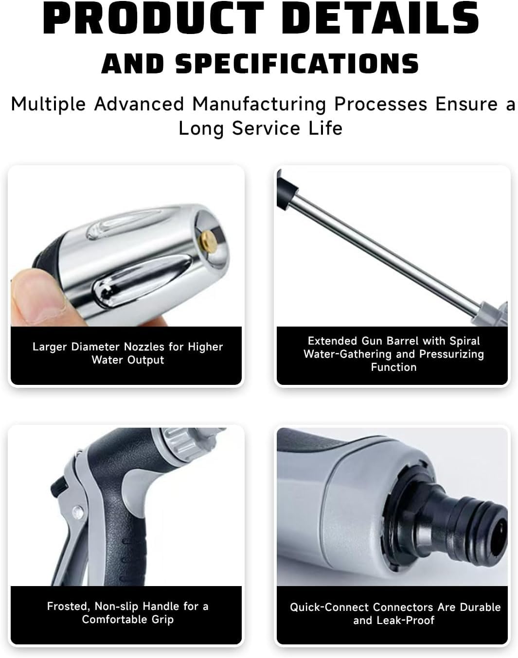 Aquoxis Pressure Washer Gun, 2026 Upgraded High Hose Nozzle, Hydro Power Water Jet Cleaner, Adjustable Nozzle Pressure Washer Attachment for Car, Patio, Driveway & Outdoor Cleaning