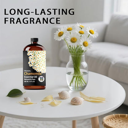 Chamomile Essential Oil, Chamomile Oil 16 Fl Oz 480 ML for Diffuser Humidifier Yoga Cleaning DIY Candle Soap Making Perfume Gift for Women Essential Oils FRAOIL (Chamomile 16 Fl Oz (Pack of 1))