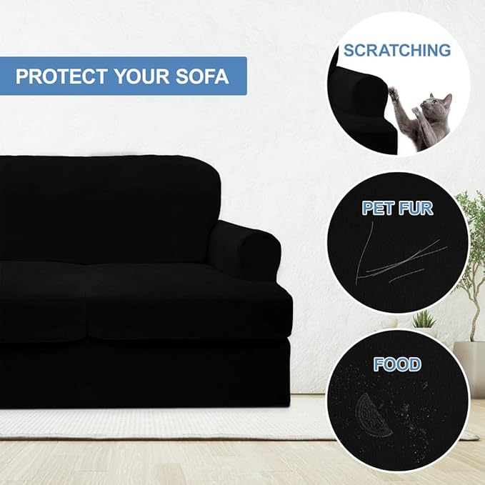 CUCRAF T Cushion Sofa Cover 4 Piece Slipcovers, Soft Thick Velvet Couch Cover