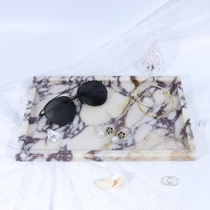 Real Luxurious Natural Marble Vanity Tray Genuine Marble/Stone Storage Tray