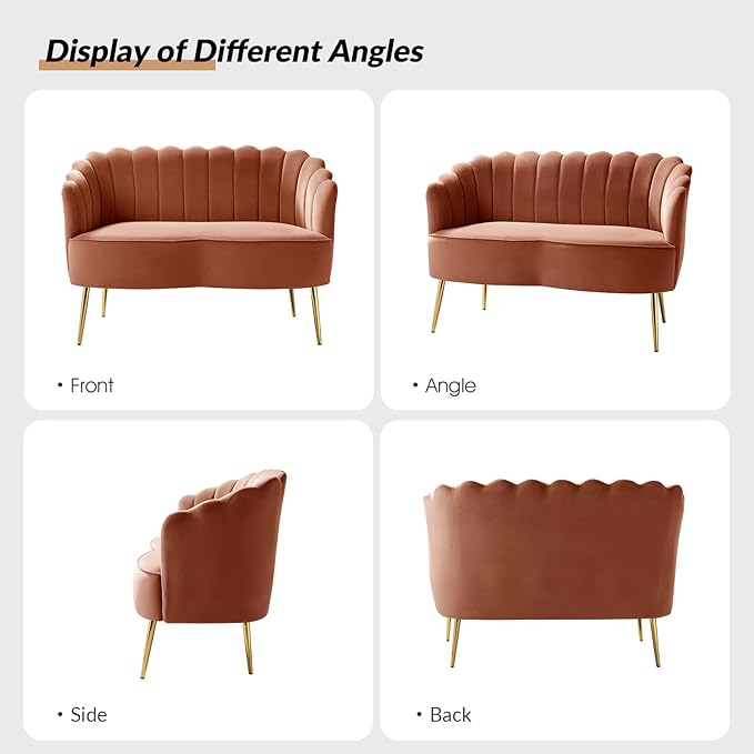 HULALA HOME Modern Velvet Loveseat Sofa