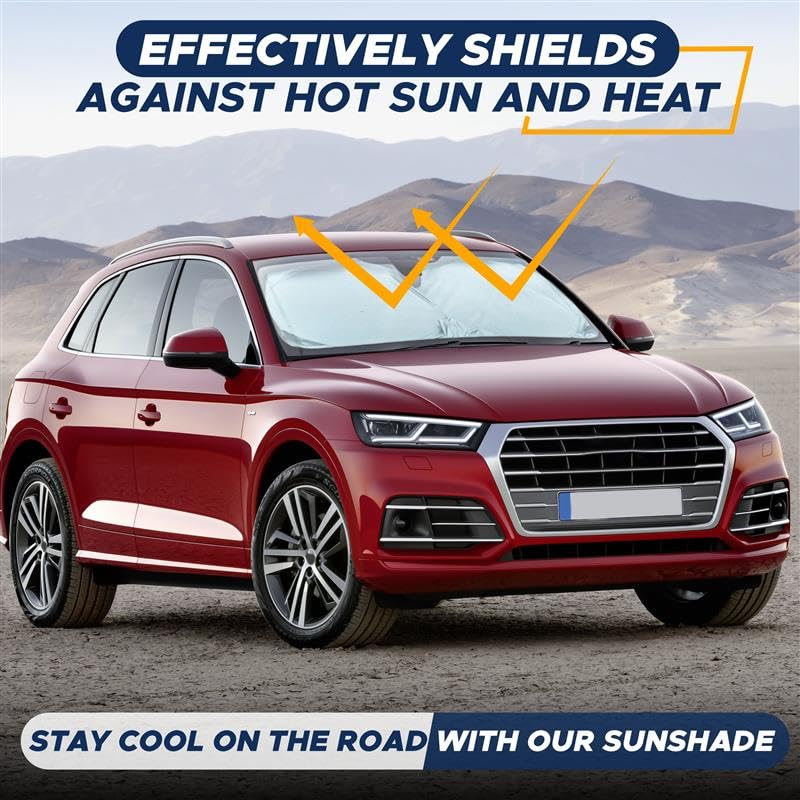 EcoNour Patented Design for Car Windshield Sun Shade | Blocks 99% Heat and Keep Interior Cool | Fits Cars, SUV, Truck | Automotive Sun Screen,Visor and Summer Vehicle Accessories | Medium (64x32)