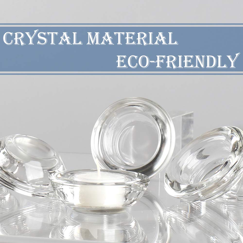 ELIVIA Clear Tealight Candle Holders - Set of 12, Round Chunky Glass Candle Holder, 3" Diameter - CH01 - Clear