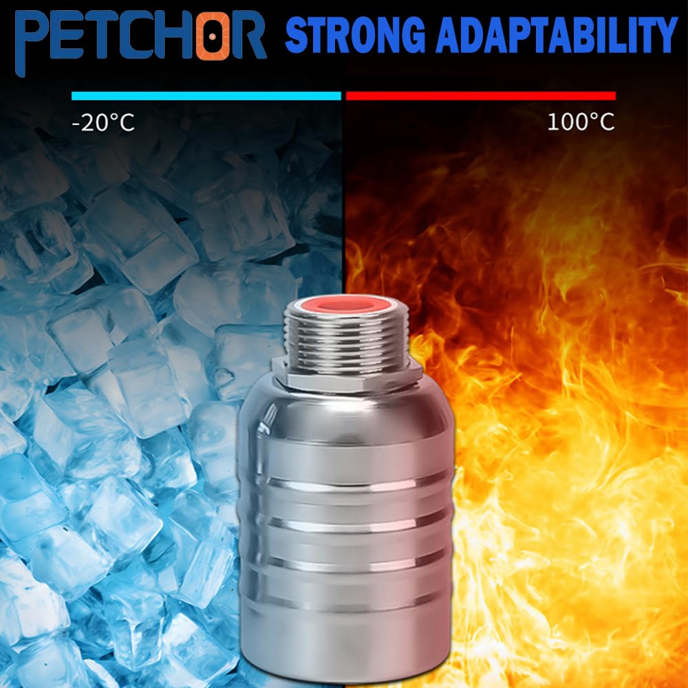 PETCHOR 304 Stainless Steel Fully Automatic Water Level Control Float Valve, Auto Float Water Shut off Valve, 1" Auto Float Valve for Pool, Water Tank, Livestock Troughs, Fish Pond, 2PCS