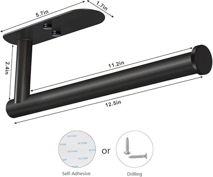 VAEHOLD Adhesive Paper Towel Holder Under Cabinet Wall Mount for Kitchen Paper Towel, Black Paper Towel Roll Holder Stick to Wall, Stainless Steel（Black）