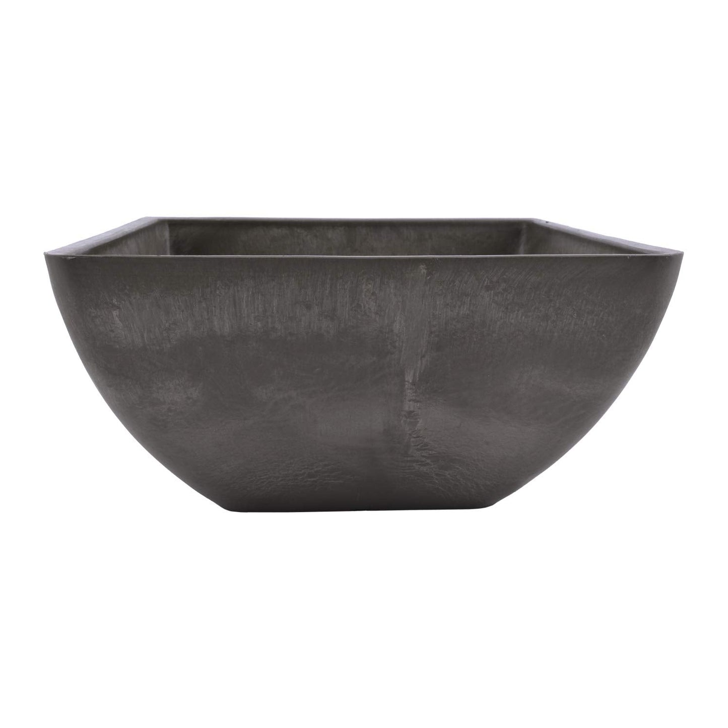 PSW Pot Collection 12x6 inch Plastic/Stone/Wood Composite Square Planter – No Drainage Hole (Drillable), Modern Indoor/Outer Pot for Flowers, Foliage, Succulents, Fairy Gardens, Dark Charcoal