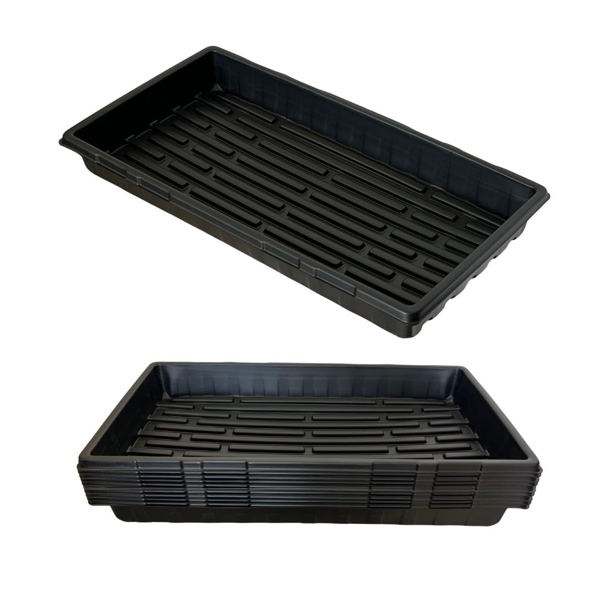 ILITING Standard 1020 Tray Sturdy Plant Growing Trays Plastic Seed Starter Tray for Microgreens Heavy Duty Seedling Trays No Drainage Holes 5 Pack