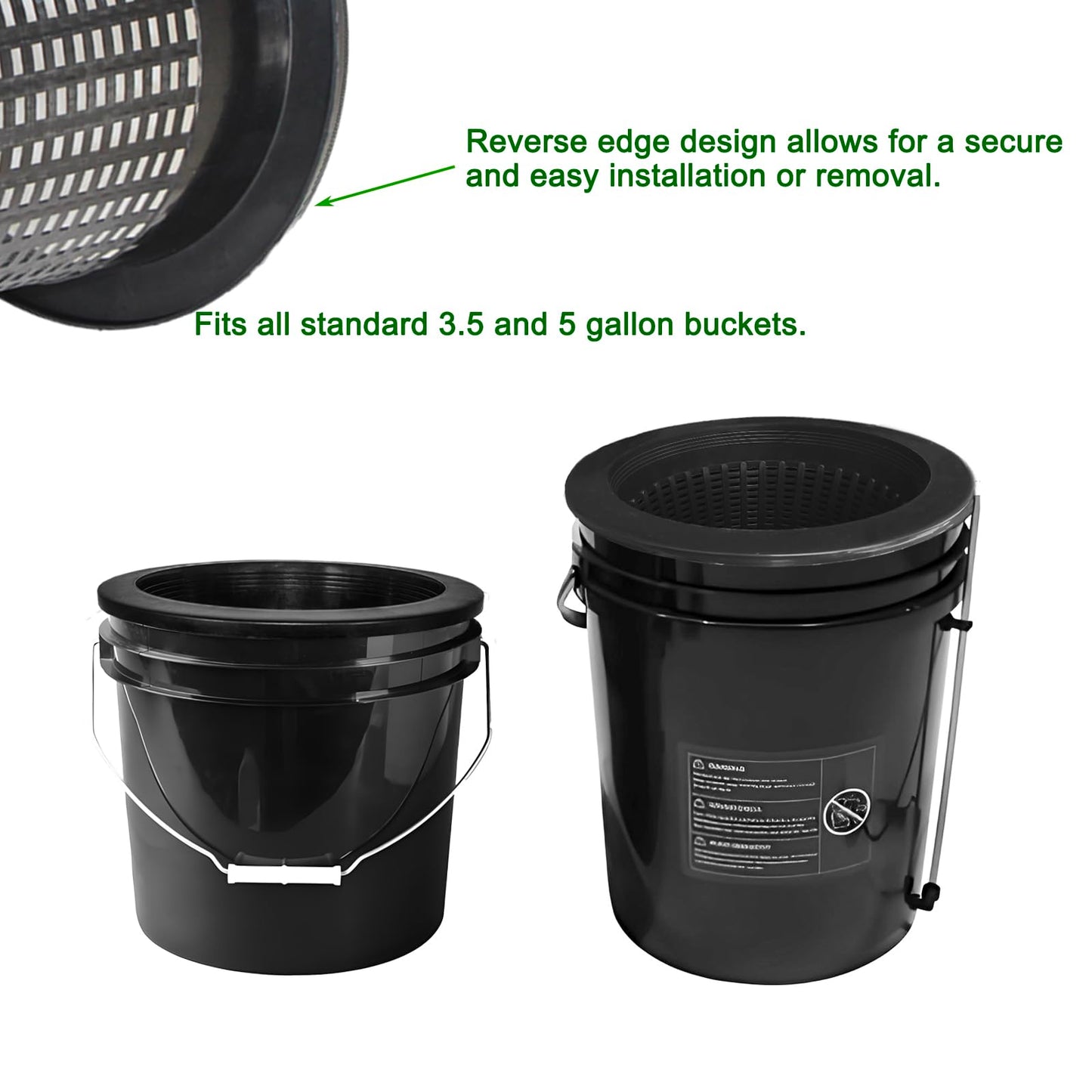 CHTASO HG10MESHPOT 10-Inch Wide Lip Mesh Net Pots (2-Pack), 5 Gallon Bucket Lids for DWC Hydroponics, Perfect for Pitcher Plant Cultivation