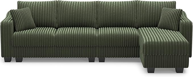 Belffin Sectional Couch with L-Shape Chaise L Shaped Couch with Ottoman