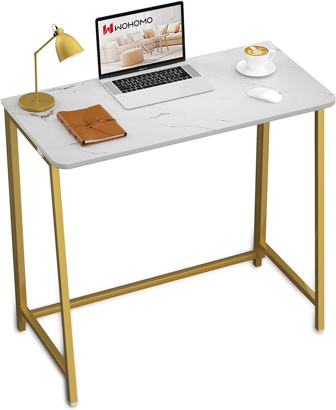 WOHOMO Folding Desk, Small Writing Desk 39.4", Space-Saving Foldable Laptop