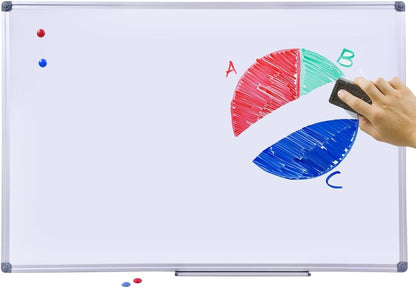 2 Pack 48" x 24" Magnetic Dry Erase Board with Removable Marker Tray| Commercial Quality Wall-Mounted Aluminum Message Presentation White Board for Office, Students & Teachers