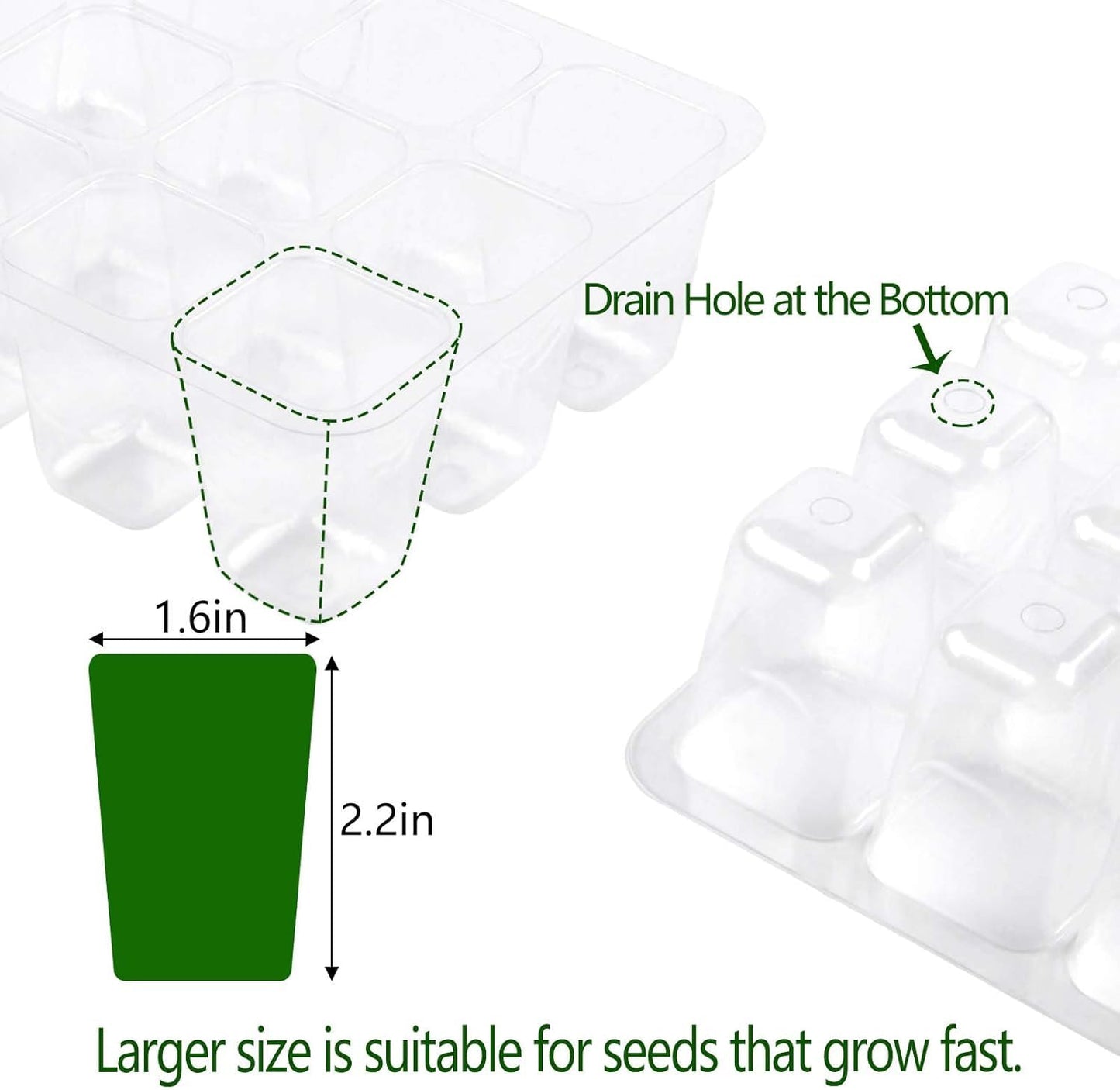 Hdeoops Seed Starter Tray, 6 Set Seedling Kits with Adjustable Humidity Dome, Plant Starter Kit for Seeds Growing Starting (12 Cells per Tray)
