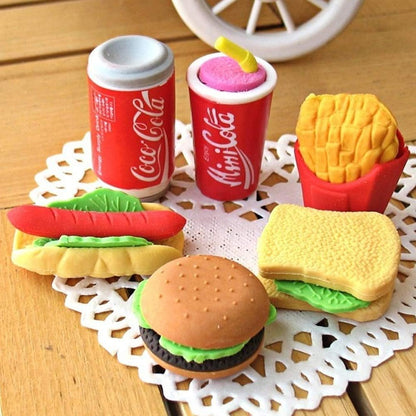 72 Pcs Assorted Food Pencil Erasers Toy Set, Cake Dessert Fruit Puzzle Erasers Toys for Kids Reward Party Favors (Food)