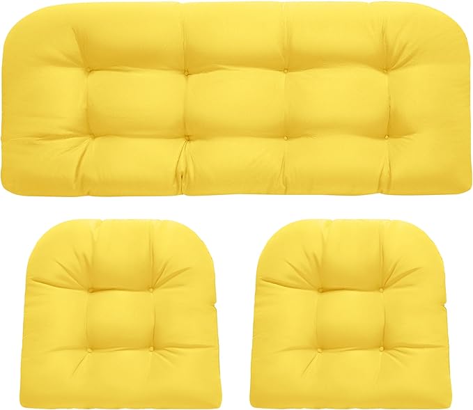 DANGHOOGY Wicker Chair Cushions, Waterproof Outdoor Loveseat Cushions