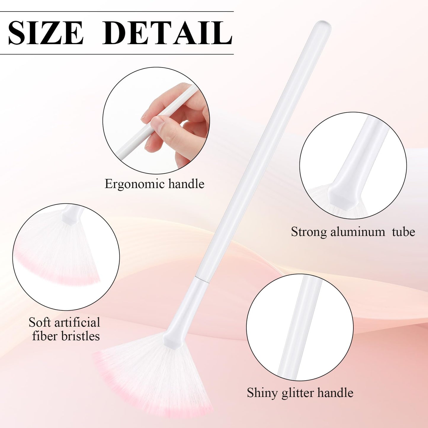 9 Pieces Facial Fan Mask Brushes, Soft Facial Applicator Brushes Tools for Peel Glycolic Makeup for Mud Cream(Champagne)