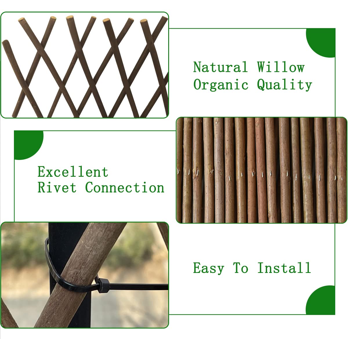 Helprise Expandable Willow Lattice Fence Panel Plant Support Garden Trellis for Climbing Vine Ivy Rose Cucumbers Clematis Outdoors Garden Yard, 36X92 Inch(1PC)
