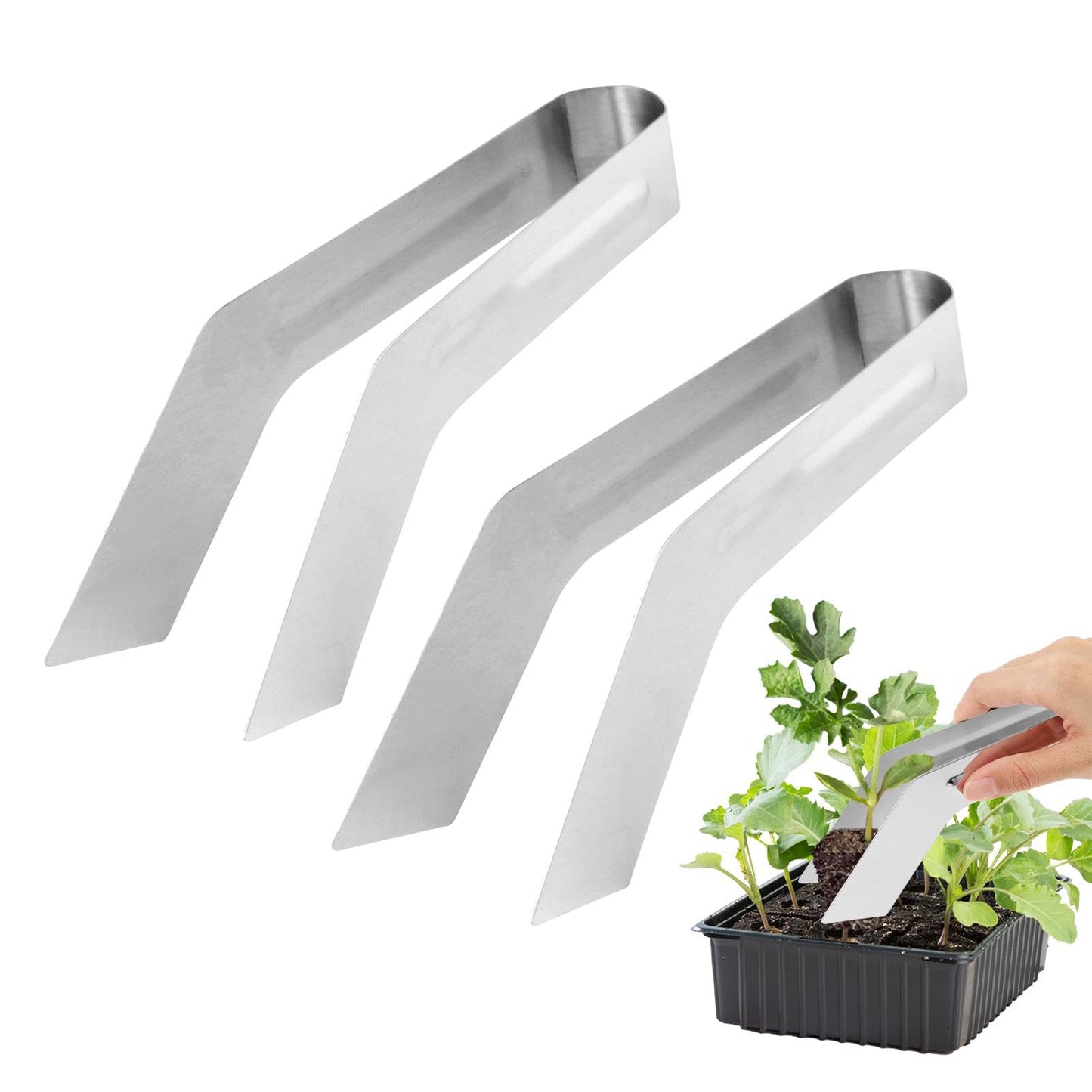 2Pcs Seedling Transplant Tongs,6.7 Inch Stainless Steel Gardening Plants Tongs,Gardening Planting Tool for Seedling Transplantation,Seedling Remove Transplant Pliers
