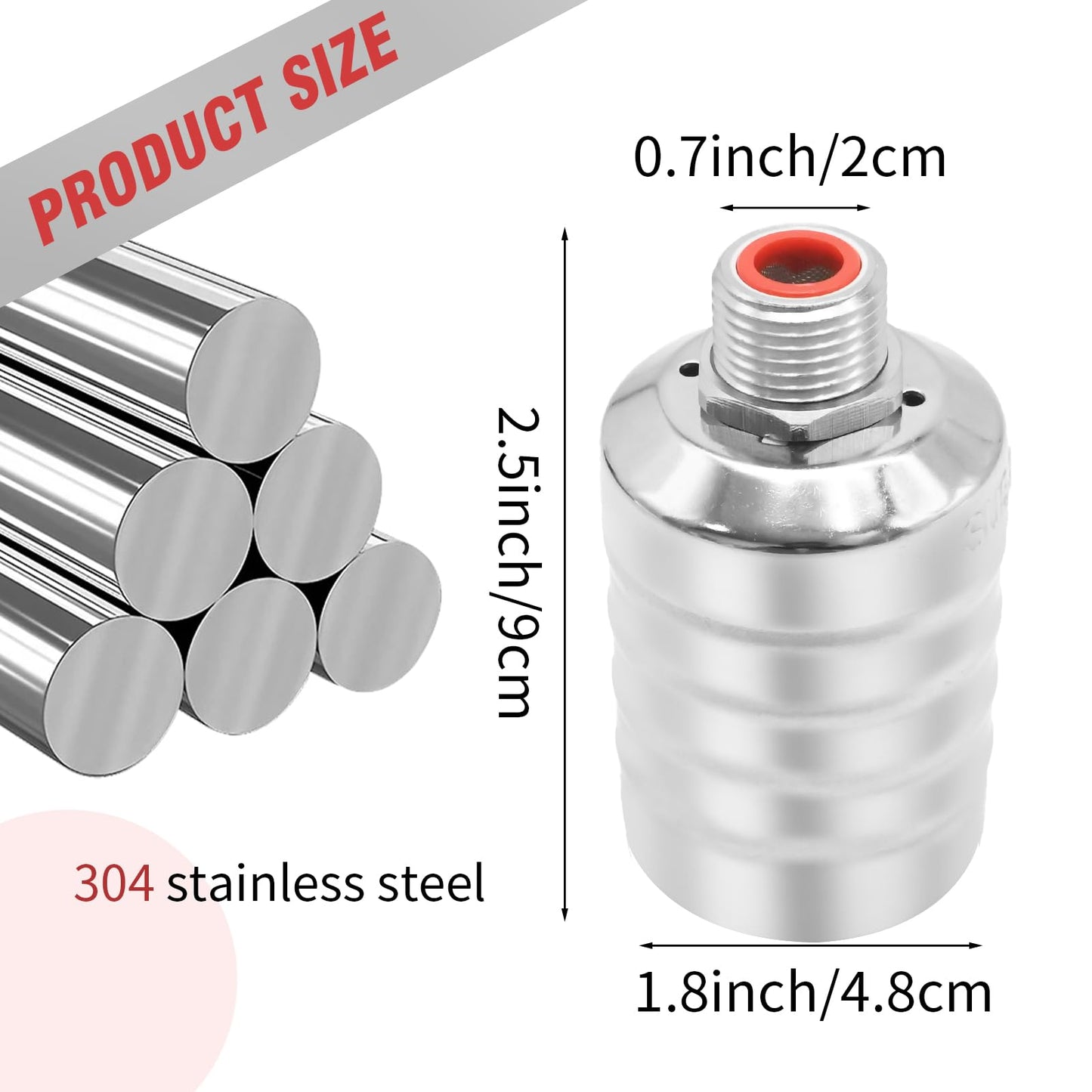 VIKKSAER 2Pcs 1/2" Auto Water Level Control Float Valve, 304 Stainless Steel, Automatic Water Level Controller for Water Tanks, Fish Ponds, Livestock Troughs, Hydroponics, Pool