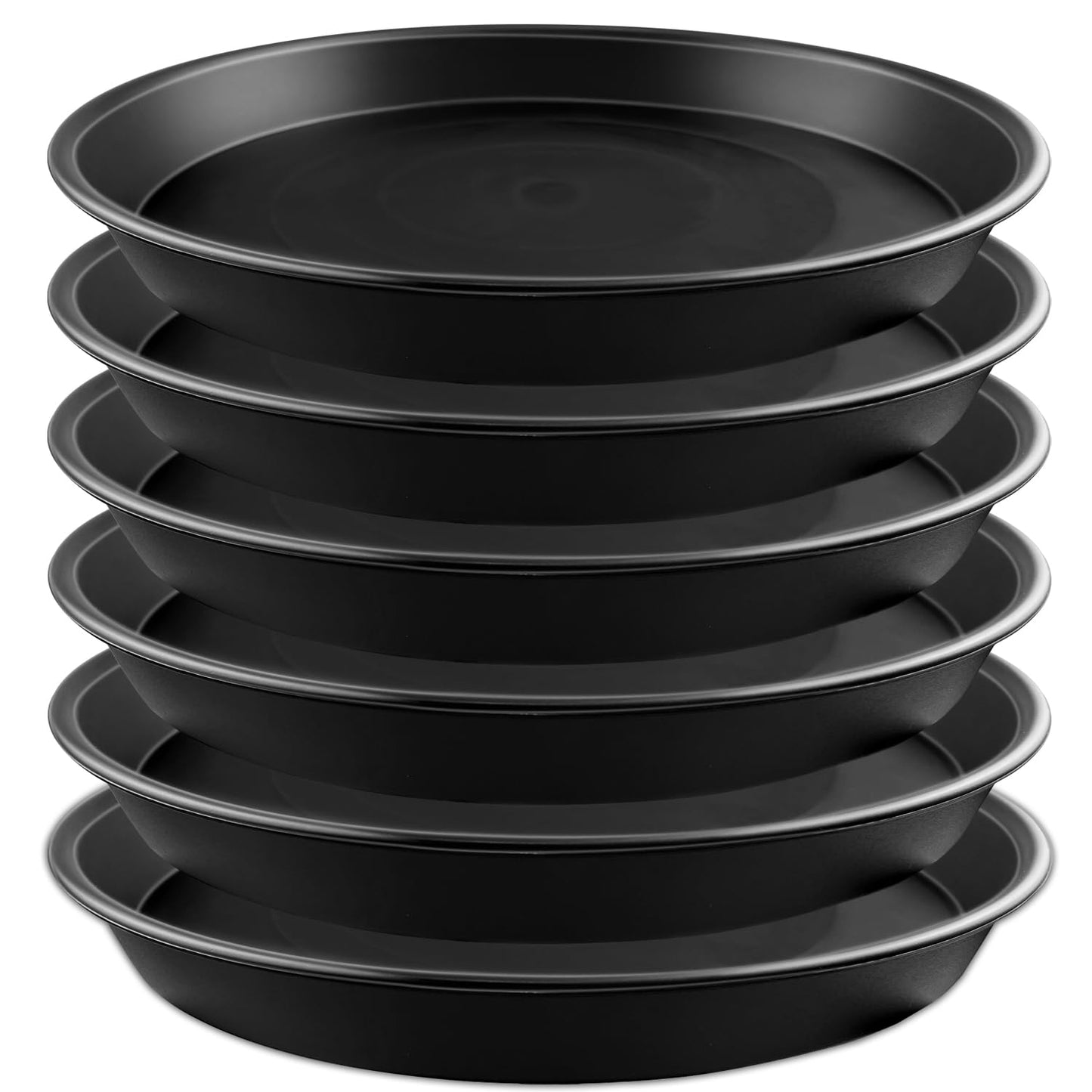 Garrdeen 6 Pack 12-Inch Black Plant Saucer Trays, Thick PP Plastic Planter Bases for Large Pots, Strong Flower Pot Water Catcher Plates & Heavy Duty Drip Trays for Patio and Indoor Use