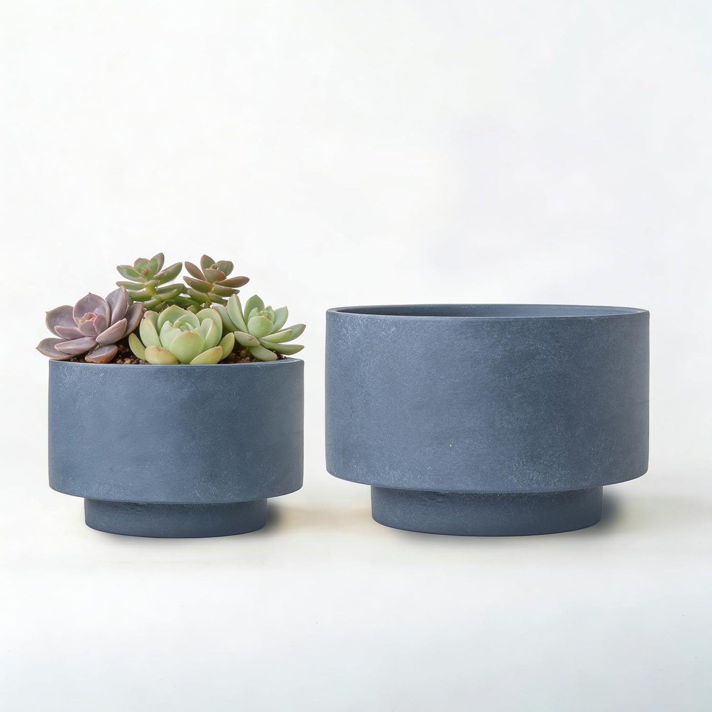 YBX YIBOXUAN Succulent Pots, 8 Inch + 6 Inch Plant Pots for Plants with Drainage Hole, Indoor Outdoor Ceramic Planter, Set of 2 Round Flower Pots for Succulent and Plants, Blue