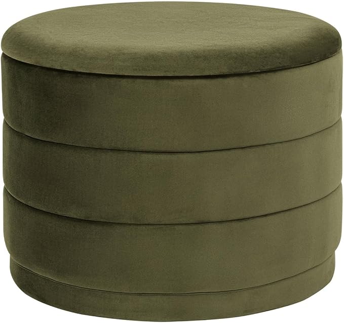 23" Upholstered Round Velvet Ottoman
