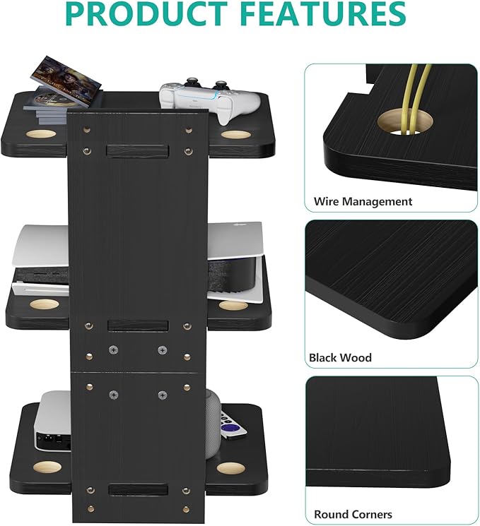 WALI Floating TV Shelf, 3 Tier Projector Shelf