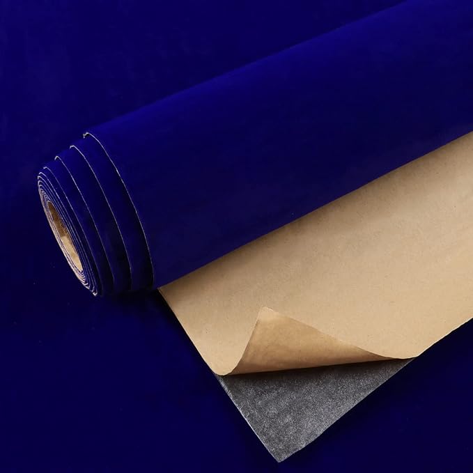 VEELIKE Royal Blue Velvet Fabric Wallpaper Peel and Stick Blue Felt Liner