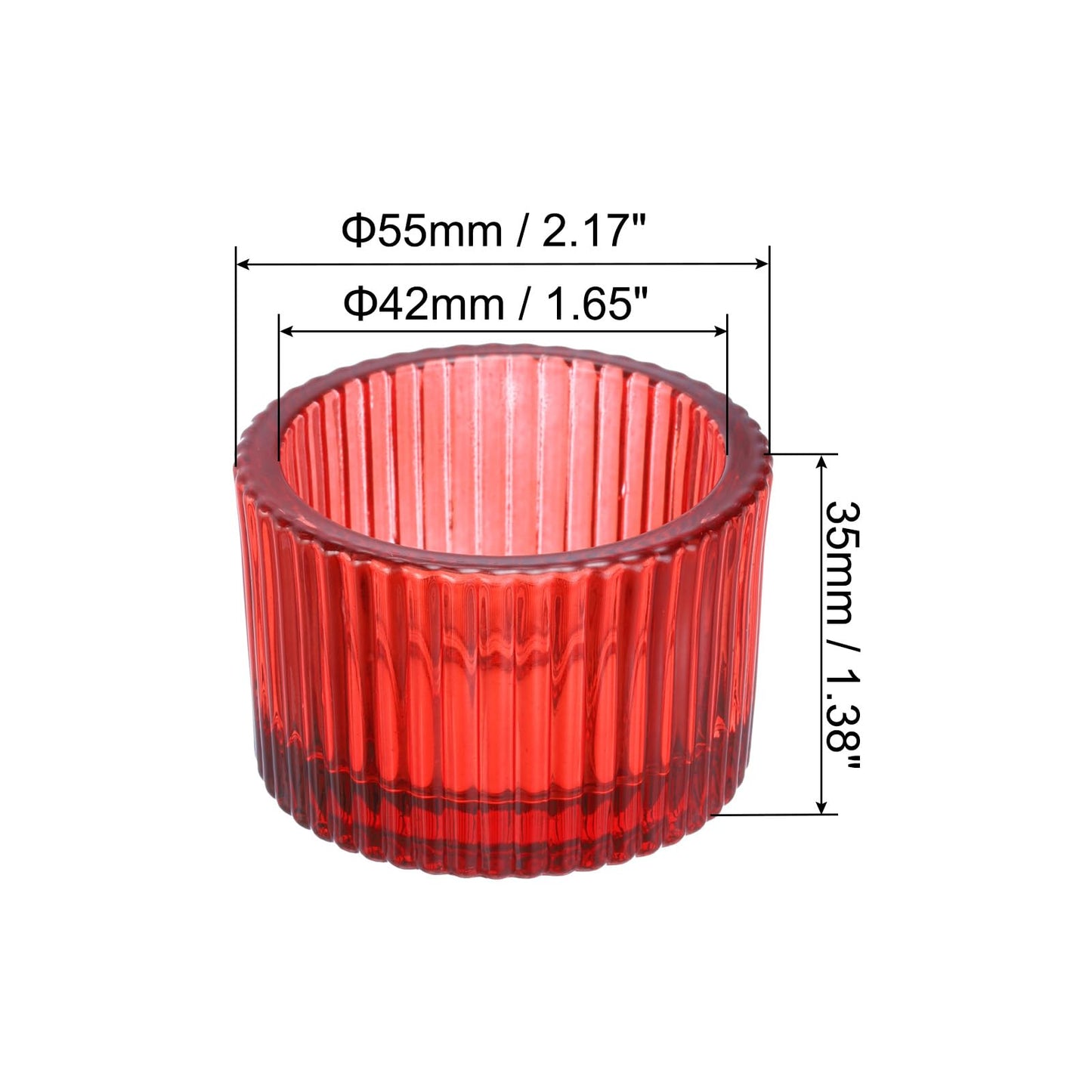 PATIKIL 4 Pcs Tealight Candle Holder, Tea Lights Candle Holder Glass Votive Candle Holders Glass Candle Holders for Table Centerpiece Decor Wedding Dinner Party, Red