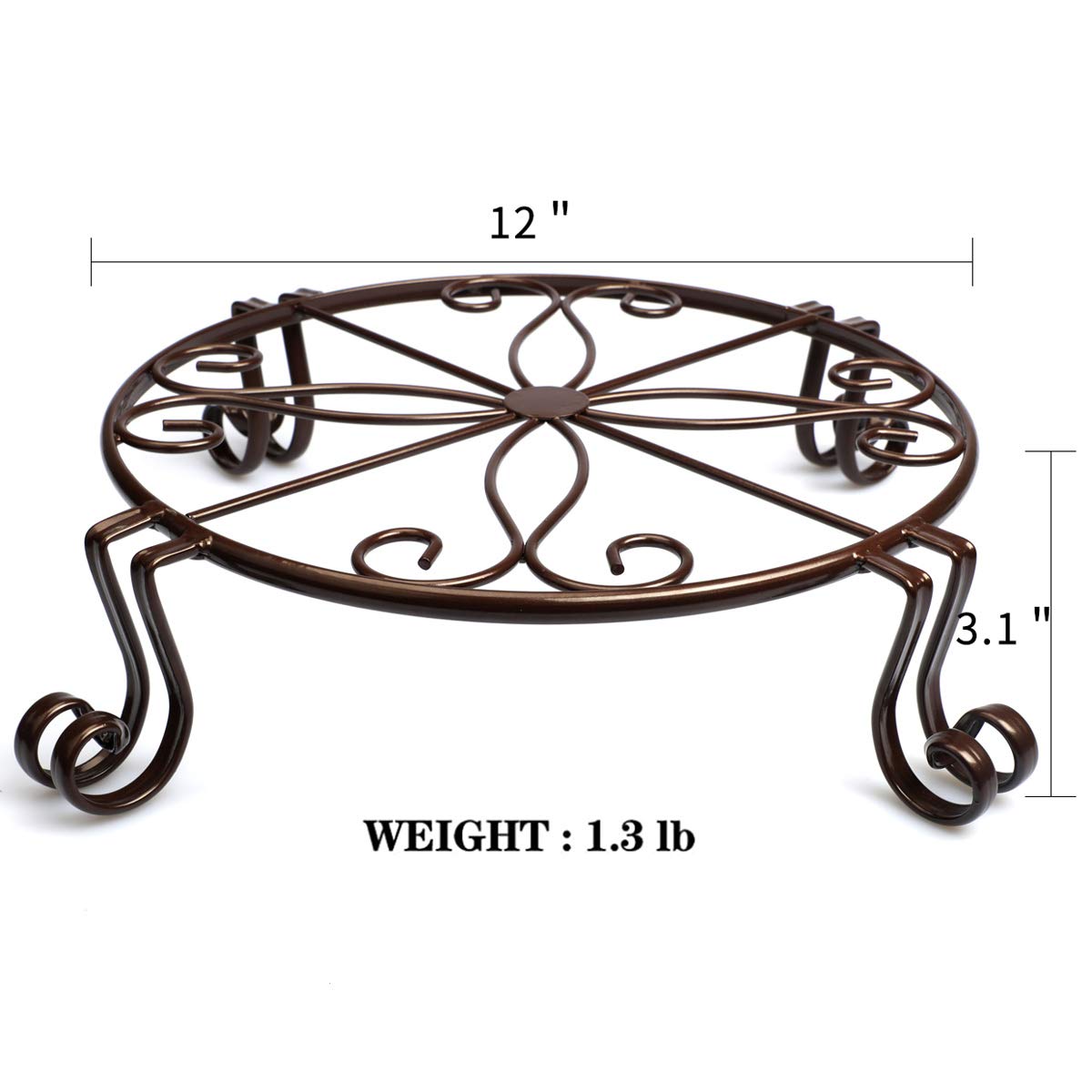 Autopromake Brown Plant Stand for Flower Pot Heavy Duty Potted Holder Indoor Outdoor Metal Rustproof Iron Garden Container Round Supports Rack for Planter Bronze, Pumpkin Stand Outdoor