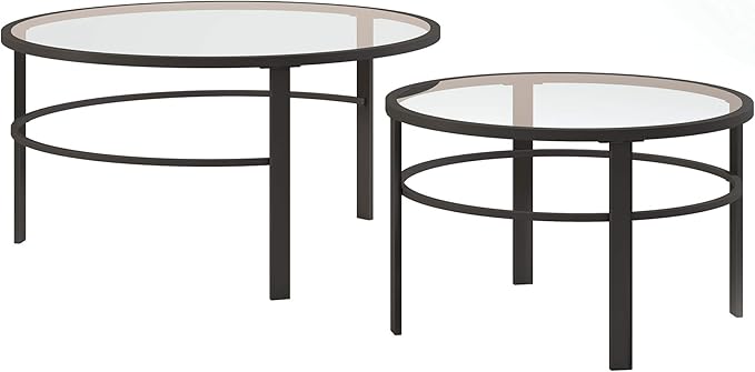 Henn&Hart Round Nested Coffee Table in Blackened Bronze, Coffee Table coffee