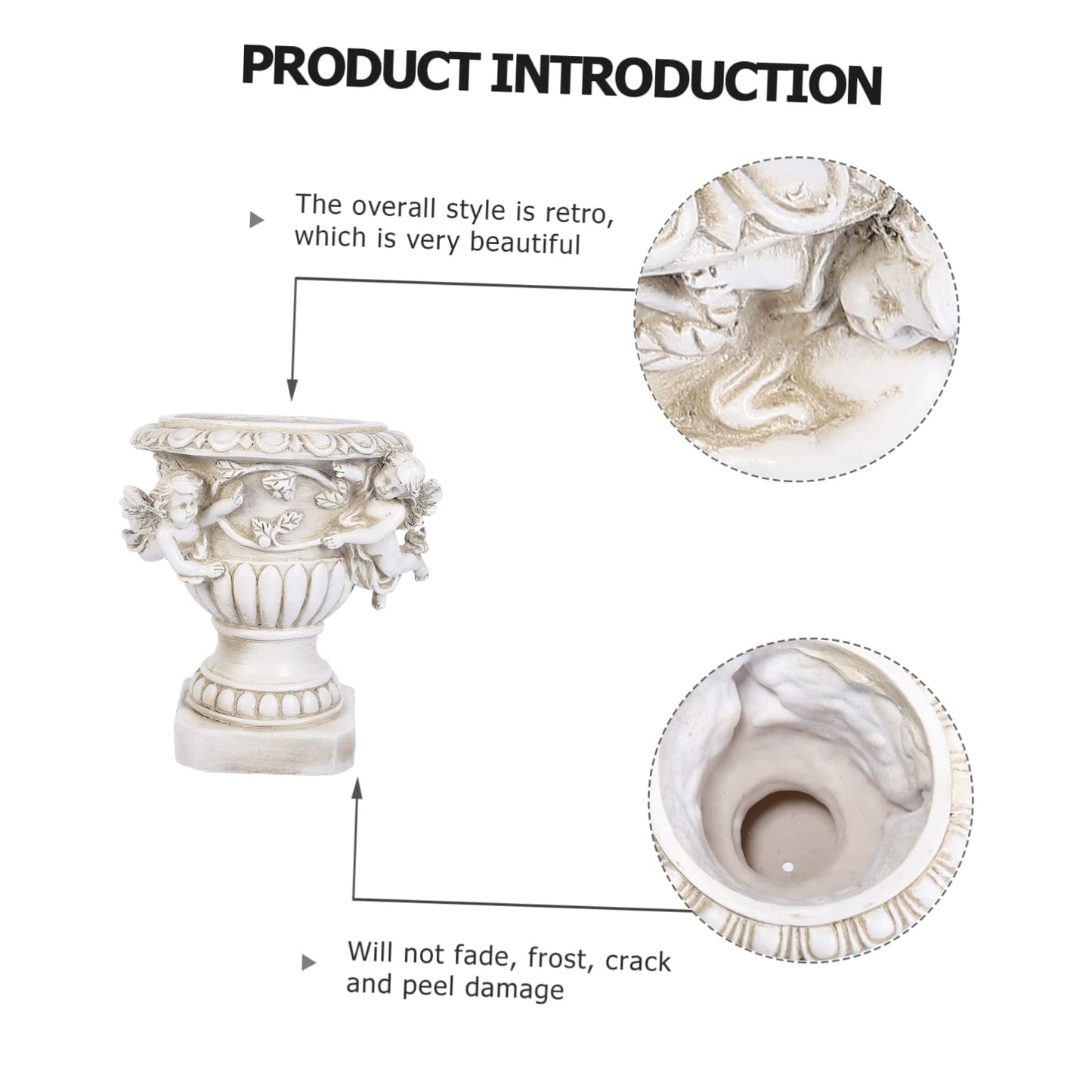 Yardenfun Outdoor Flowerpot European Style Beige Resin Crafts for Plants Decorative Outdoor Statue Pot Ideal for Yard and Garden Decor