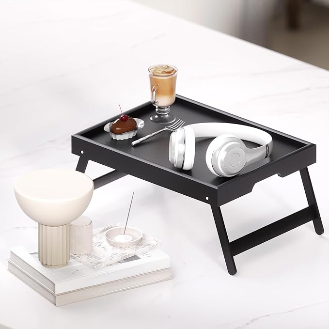 Fibogollo 2 Pack Bamboo Bed Tray Table