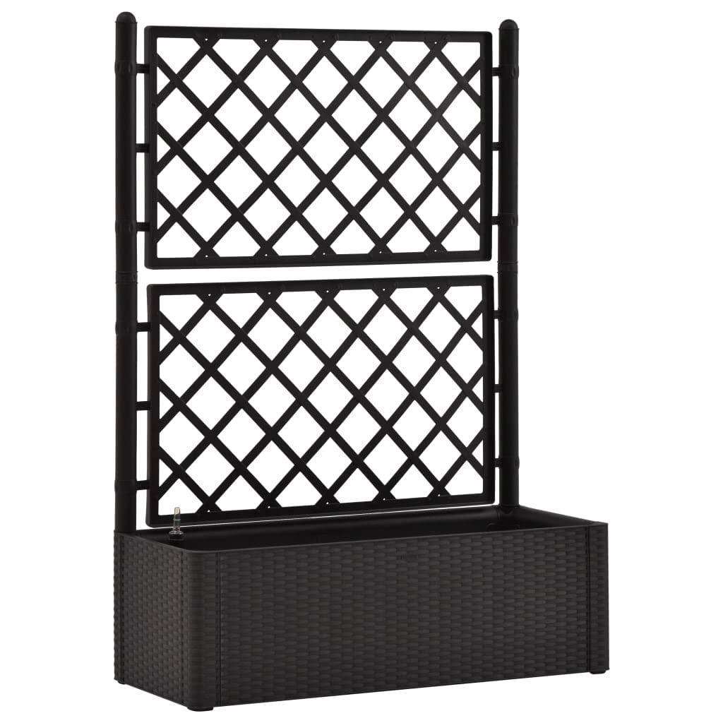 MNISDFL Metal Garden Planter Crop Bed Garden Planters Outdoor Planters Garden Raised Bed with Trellis and Self Watering System Anthracite Raised Flower beds for Growing Vegetables and Flowers