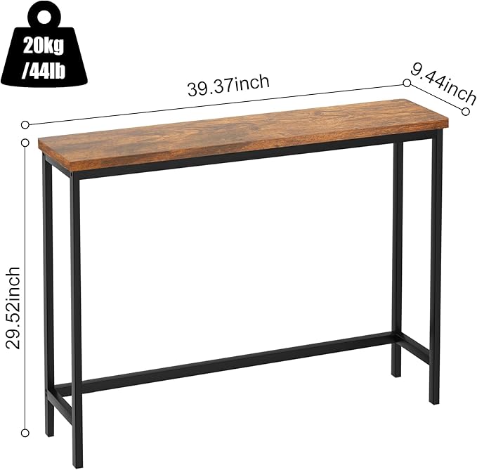 VASMIA Console Table, Entryway Table, Narrow Sofa Table, Living Room, Rustic