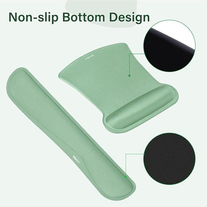 MOSISO Keyboard Mouse Pad Set, Large Gaming Mousepad&Keyboard Wrist Rest&Mouse Wrist Rest&Coaster, Ergonomic Non-Slip Mousepad&Easy Typing Cushion with Memory Foam for Home Office, Emerald Green