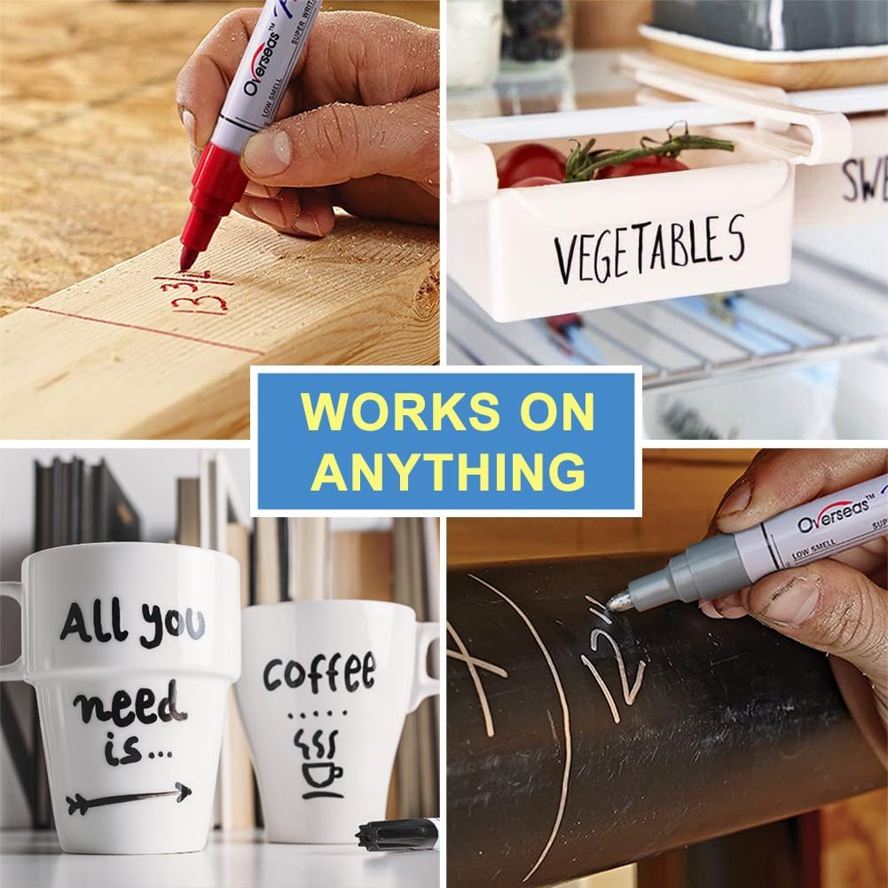 Overseas Permanent Paint Pens Orange Markers - 2 Pack Single color Oil Based Paint Markers, Medium Tip, Quick Drying and Waterproof Marker Pen for Metal, Rock Painting, Wood, Plastic, Canvas, Mugs
