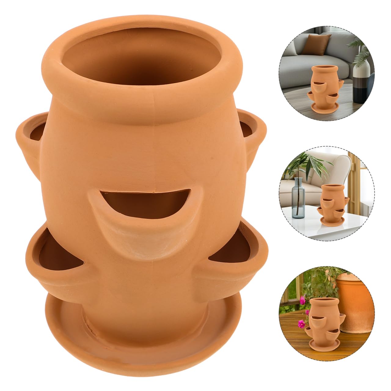 FAVOMOTO Strawberry Tower Planter Lightweight Terracotta Pot for Succulents Orchids Decorative Plants Vertical Planter for Gardening for Balconies