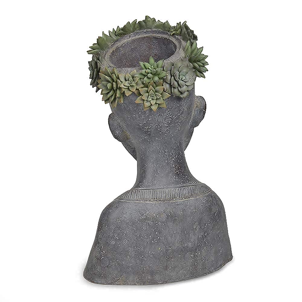 Newman House Studio Head Planter Girl Sculpture Large Face Flower Pot Succulents Cactus Pot for Home Garden Decor, Set of 2