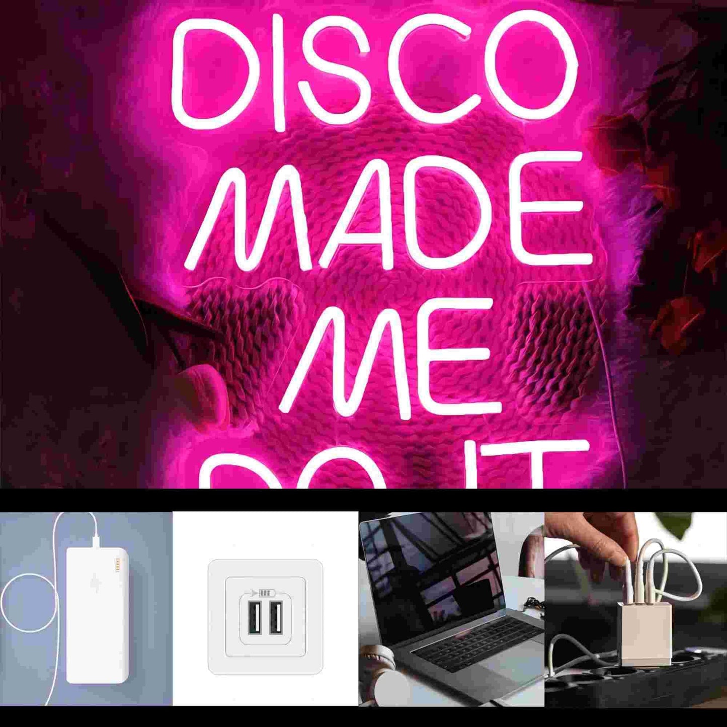 Disco Made Me Do It Led Neon Light Signs for Wall Decor, Pink Neon Light Signs for Bedroom Bachelorette Party Birthday Wedding Engagement Party Bar Club Neon Sign Art GIft(12.4 * 16.1in)
