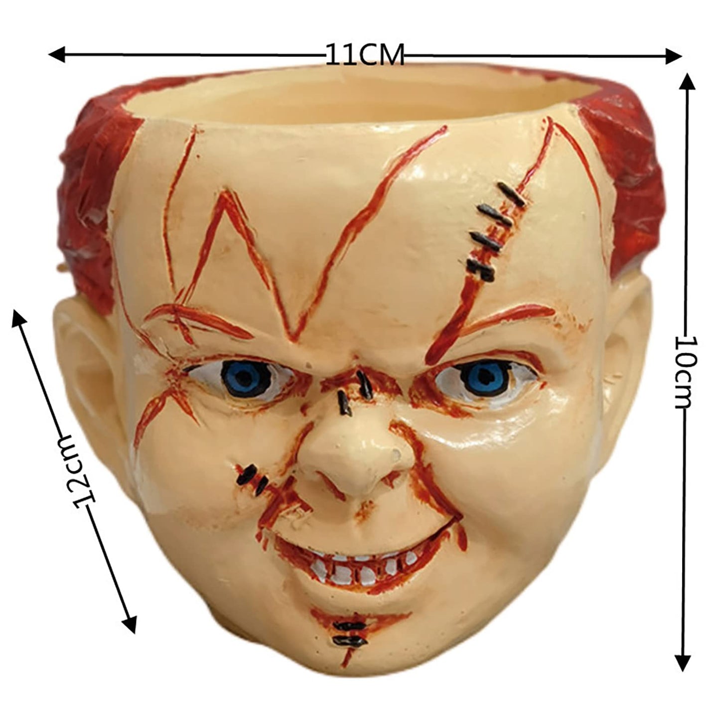 EJWCIG Horror Movie Planter Halloween Decor Scary Mini Head Skull Funny Zombie Plant Pot Gothic Unique Planters with Drainage Hole (Chucky)